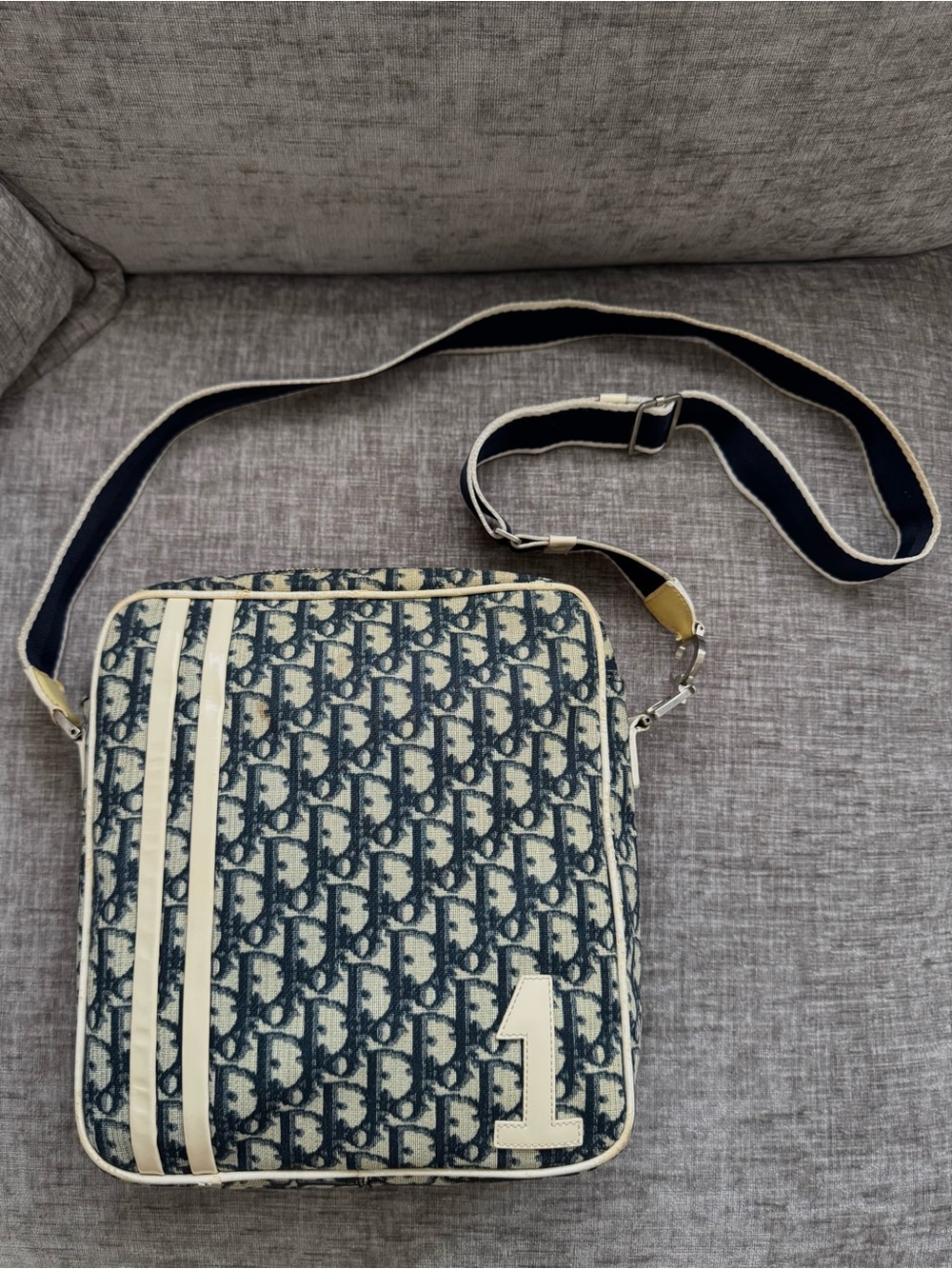 Christian Dior CD Vintage Trotter No. 1 Navy Messenger Crossbody Bag